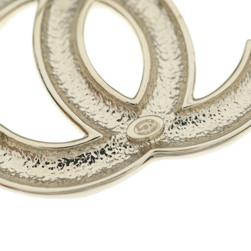 Chanel CC Logo Rhinestone Pin Badge Pin Brooch Silver — view 5