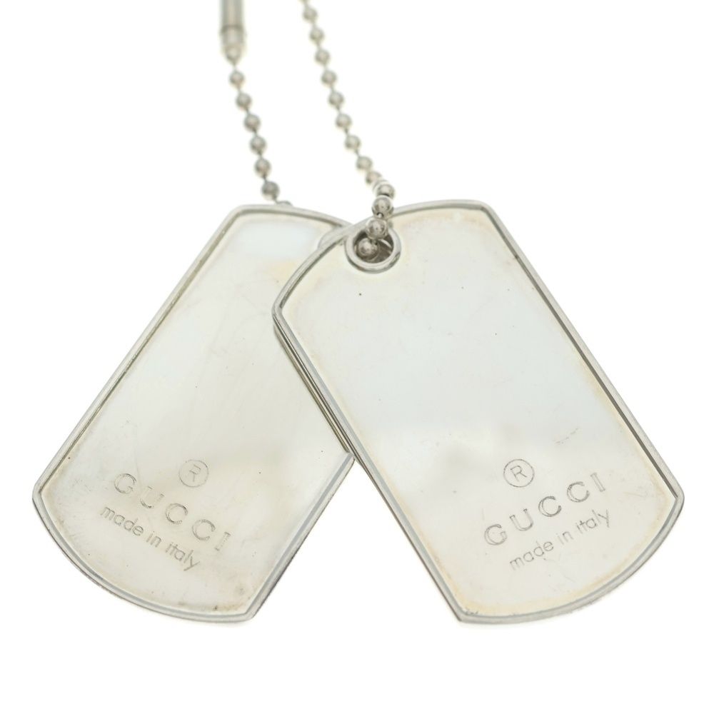 Gucci Double Dog Tag Chain Pendant Necklace Silver — view 3