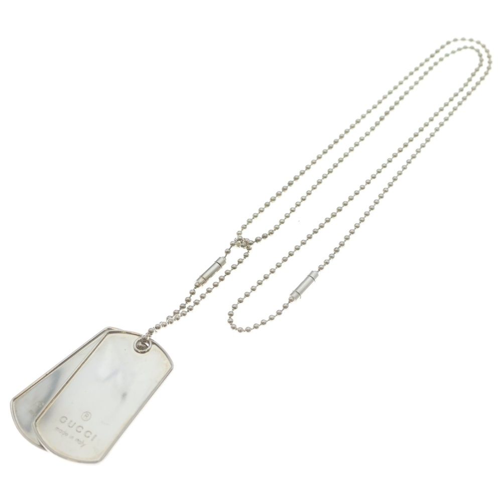 Gucci Double Dog Tag Chain Pendant Necklace Silver — view 2