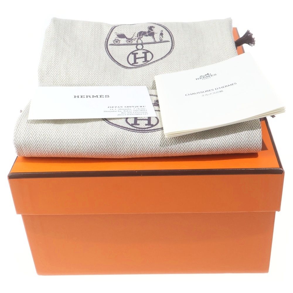 Hermes Faubourg H Logo Plate Leather Low Cut Shoes Loafers White — view 6