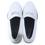 Hermes Faubourg H Logo Plate Leather Low Cut Shoes Loafers White — view 4