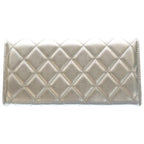 Chanel Quilted Wallet Card Case Metal Silver Lambskin — view 2