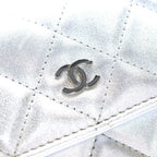 Chanel Quilted Wallet Card Case Metal Silver Lambskin — view 5