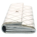 Chanel Quilted Wallet Card Case Metal Silver Lambskin — view 3
