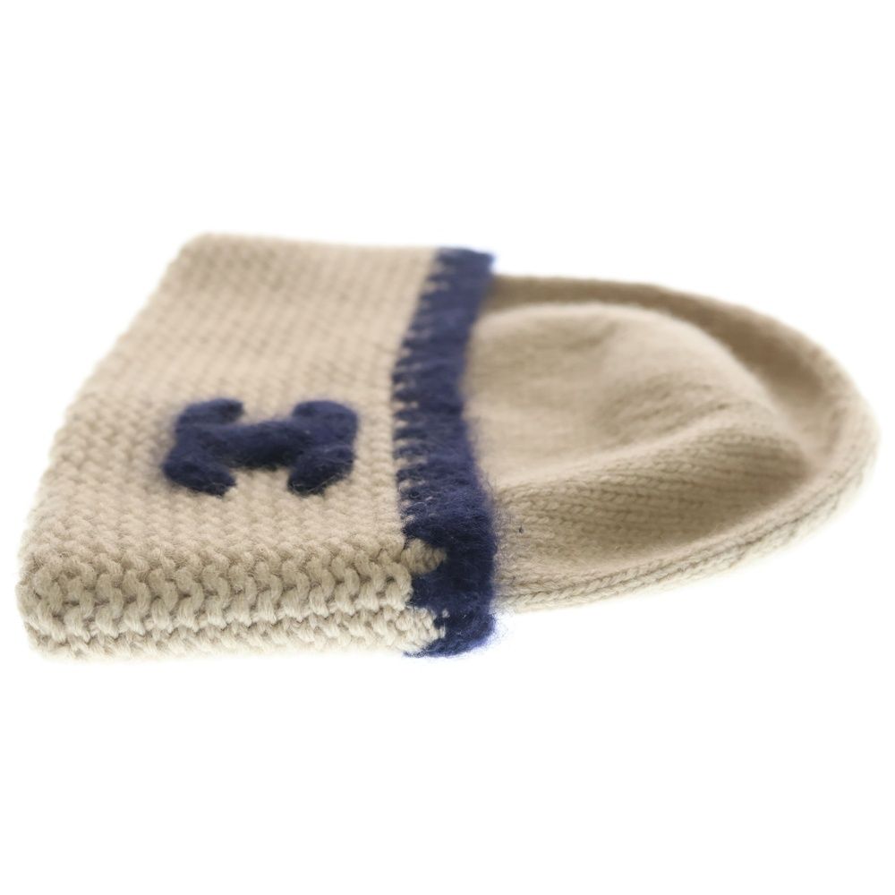 Chanel CC Logo Cashmere Silk Knit Hat Beige — view 3