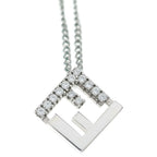 Fendi Fflogo Rhinestone Necklace Pendant Chain Silver — view 3