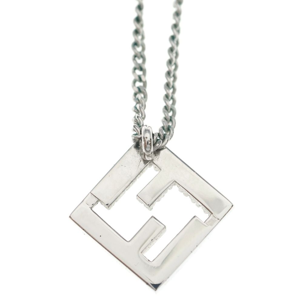 Fendi Fflogo Rhinestone Necklace Pendant Chain Silver — view 6
