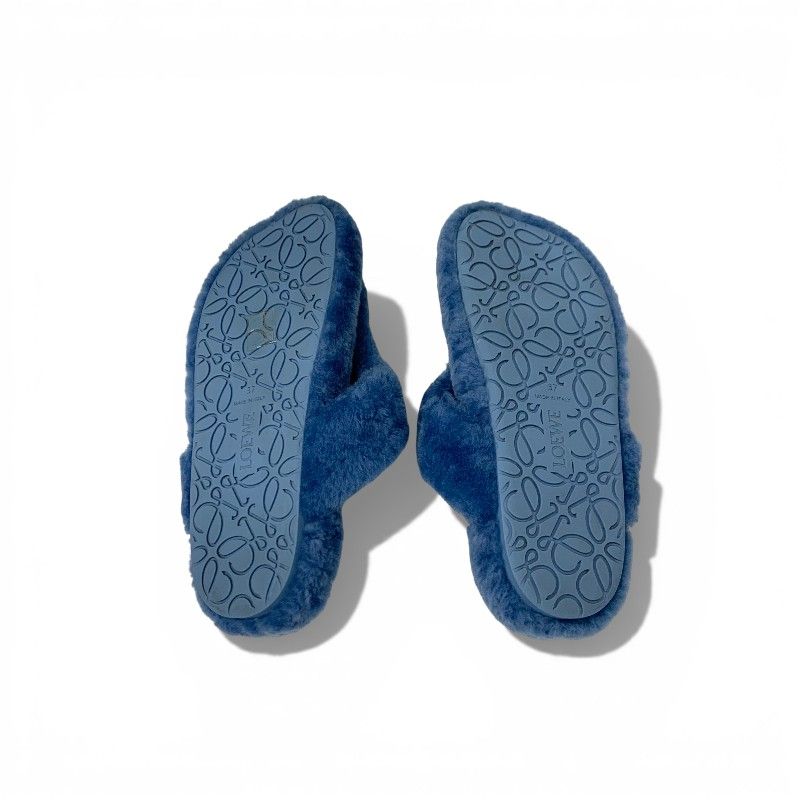 Loewe Sandals Shoes Mouth Blue Mule Thong Flat — view 6