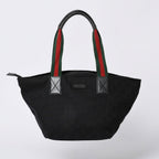 Gucci Handbag Sherry Line GG Canvas Silver Black