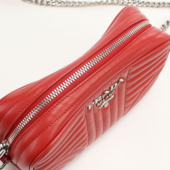 Prada Chain Diagram Shoulder Bag Leather — view 8