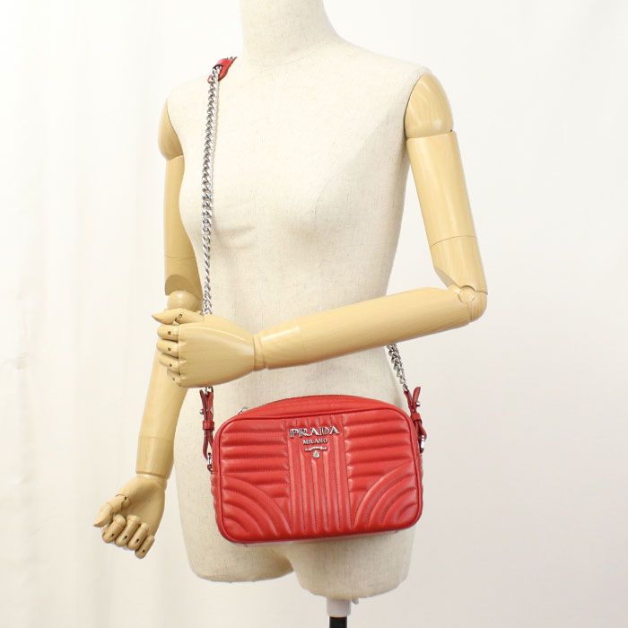 Prada Chain Diagram Shoulder Bag Leather — view 9