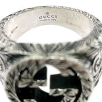 Gucci Silver Arabesque Interlocking Gring 925 Engraved Ring — view 7