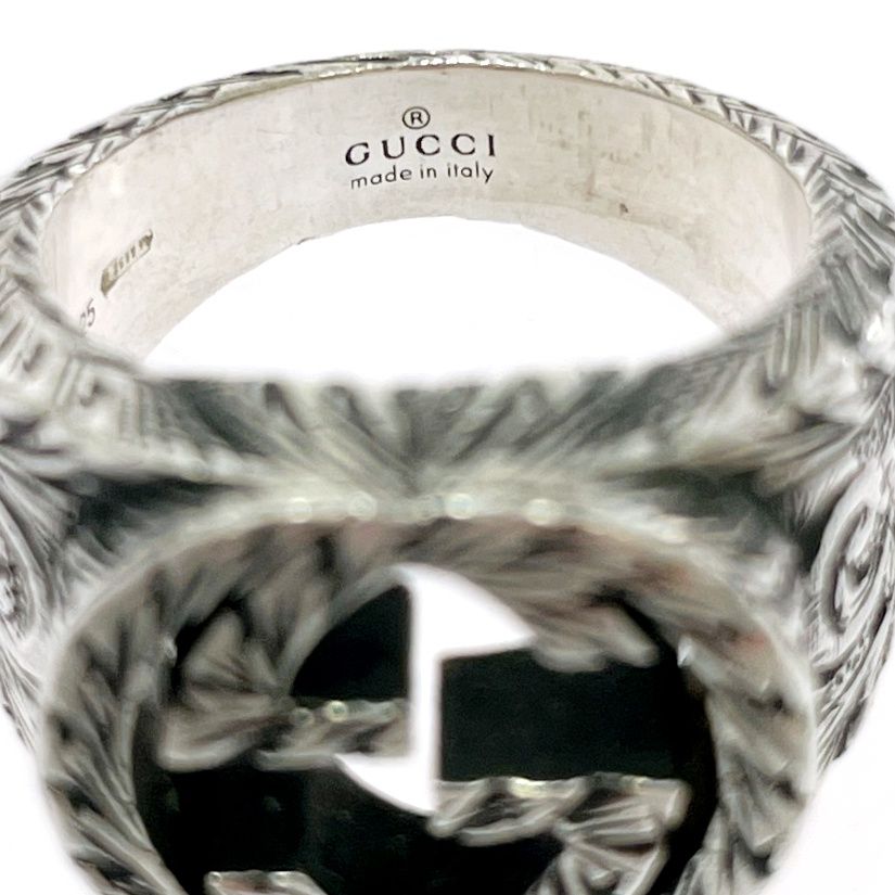 Gucci Silver Arabesque Interlocking Gring 925 Engraved Ring — view 7