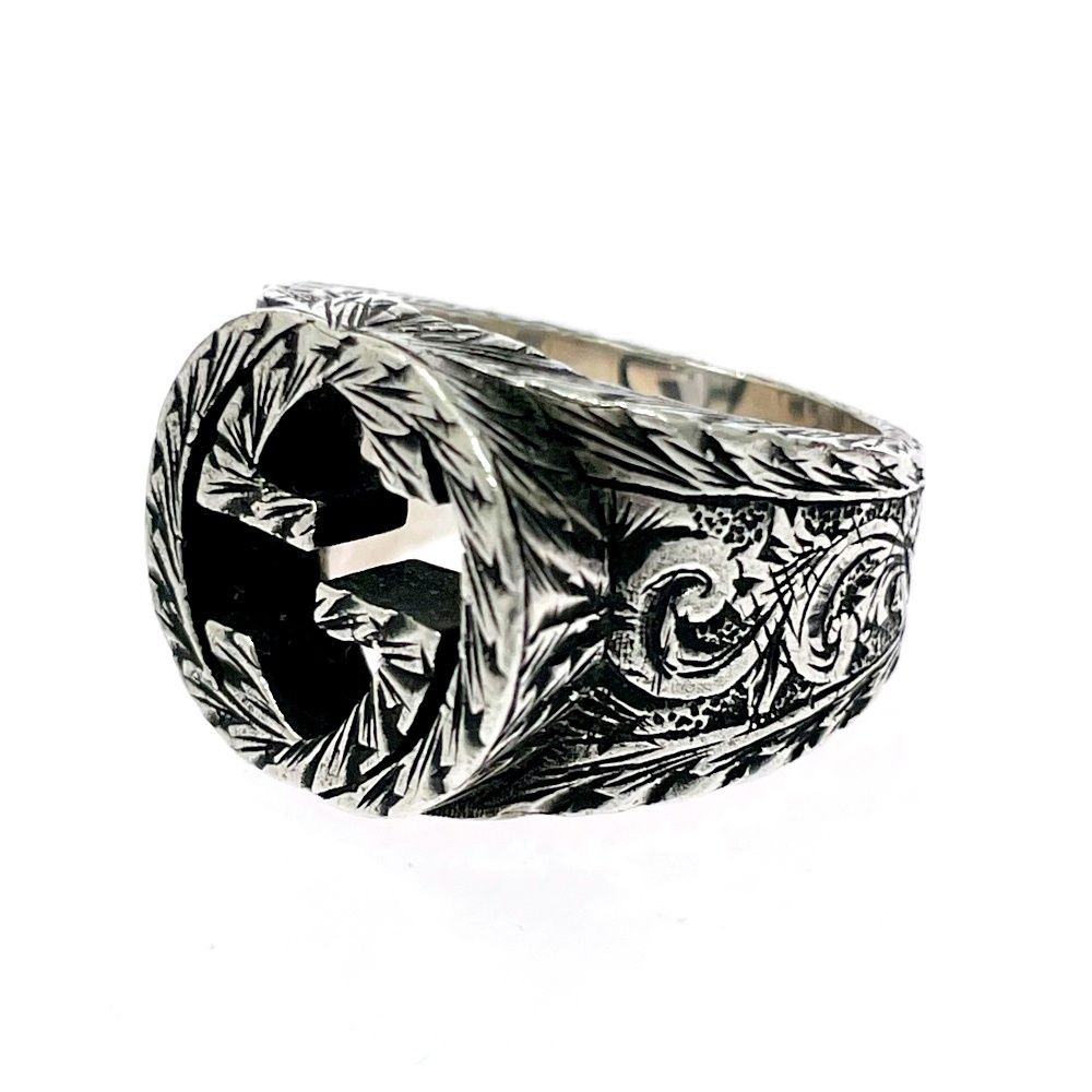 Gucci Silver Arabesque Interlocking Gring 925 Engraved Ring — view 4