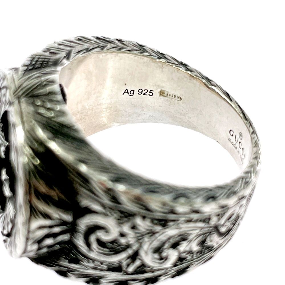 Gucci Silver Arabesque Interlocking Gring 925 Engraved Ring — view 6