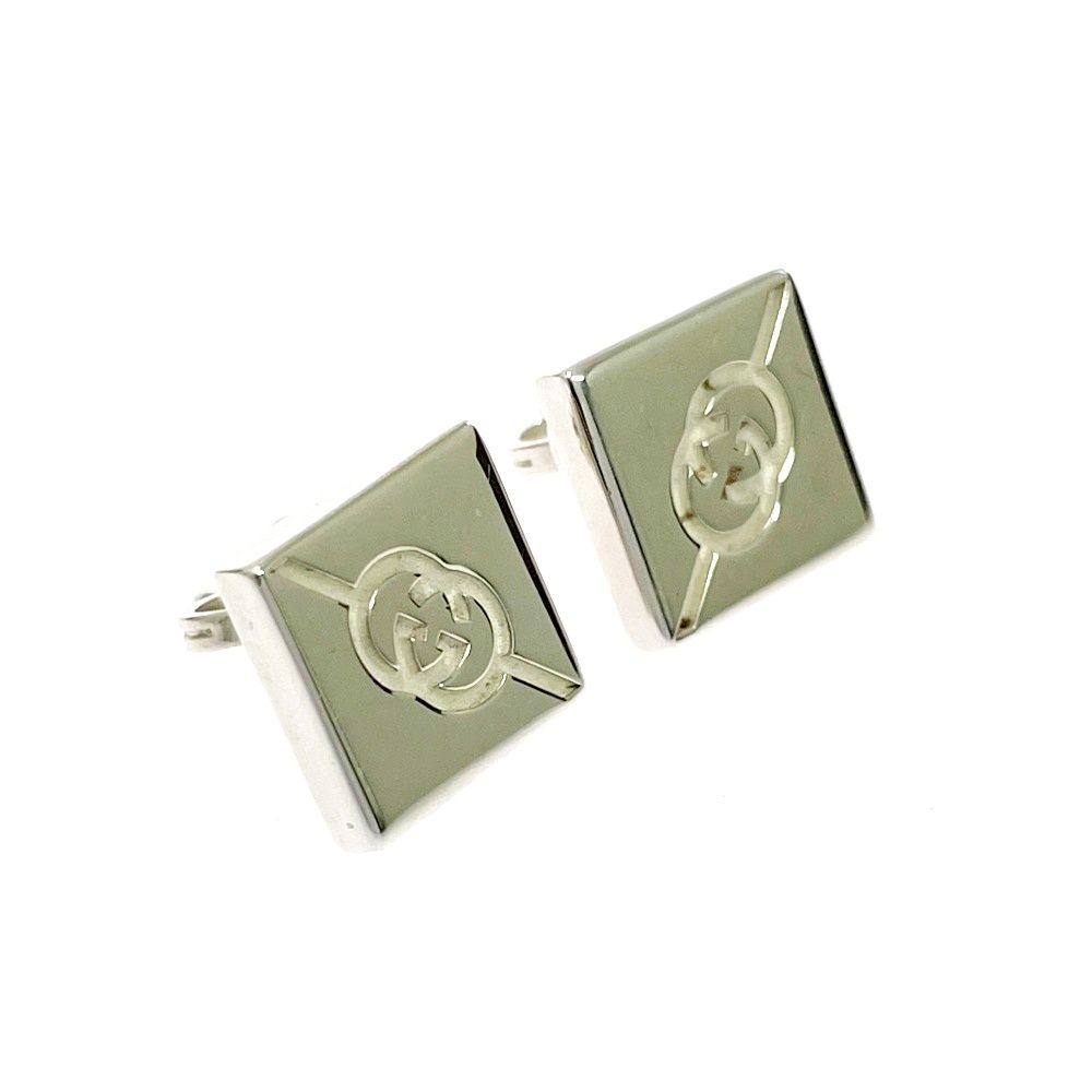 Gucci Silver Interlocking Square Earrings 925 Engraved — view 3