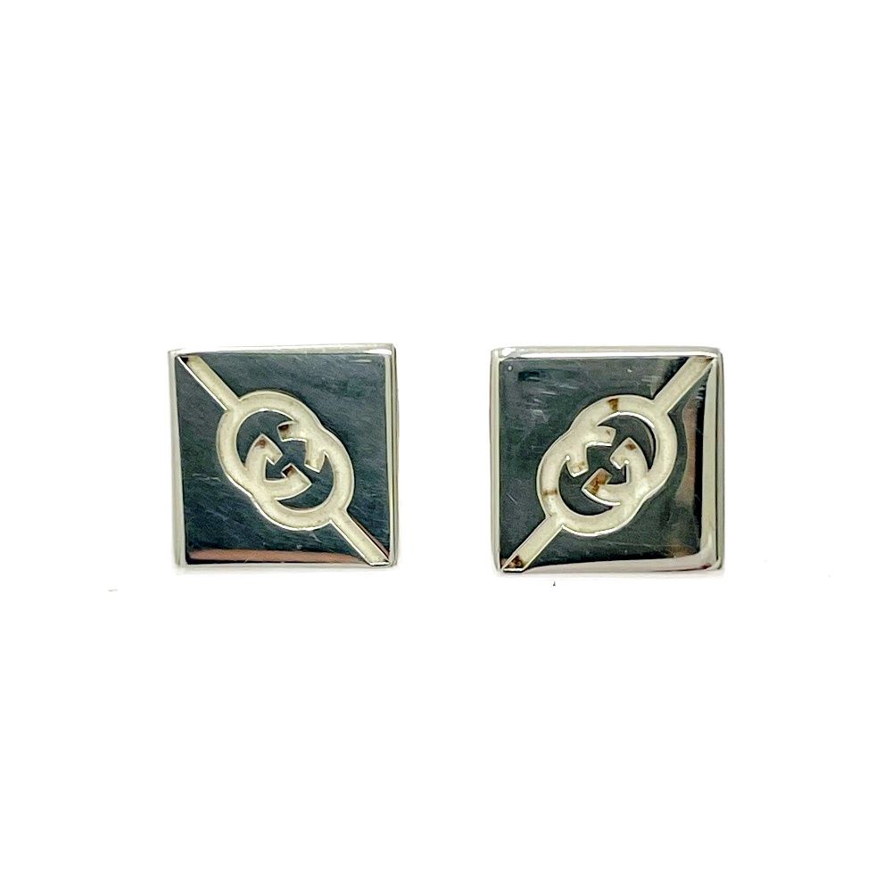 Gucci Silver Interlocking Square Earrings 925 Engraved — view 2