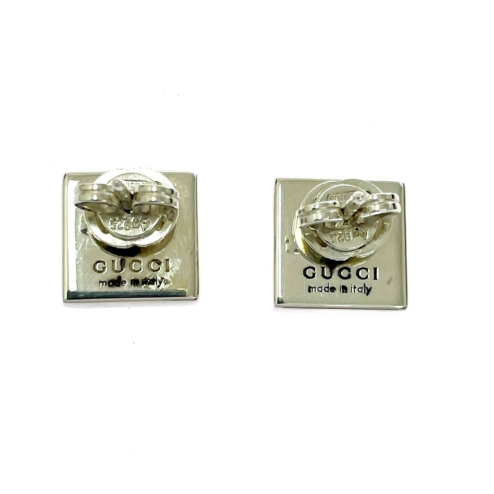 Gucci Silver Interlocking Square Earrings 925 Engraved — view 5