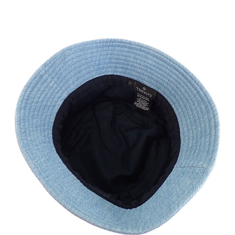 Chanel Logo Bucket Hat Denim Blue Shallow No String Sequins — view 7