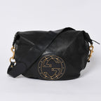 Gucci Bag Double G GG Logo Leather Black Gold