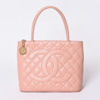 Chanel Reissue Tote Handbag CC Logo Caviar Leather Pink