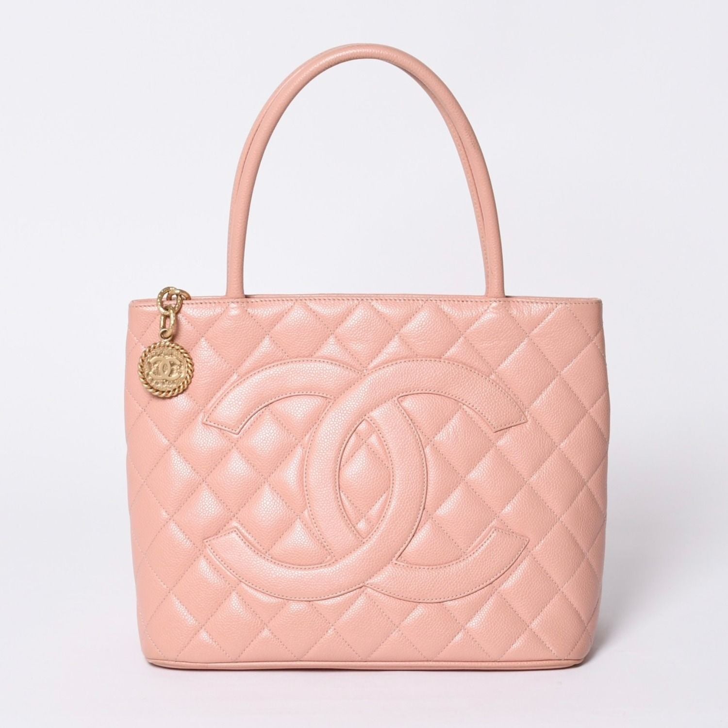 Chanel Reissue Tote Handbag CC Logo Caviar Leather Pink