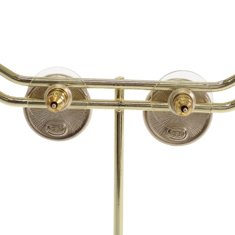 Chanel CC Logo Circle Earrings Metal Crystal Gold