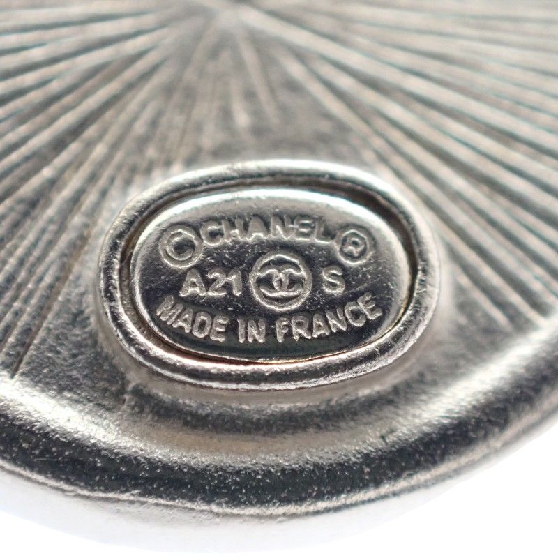 Chanel CC Logo Circle Earrings Metal Crystal Gold