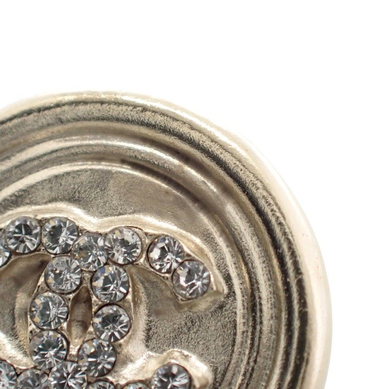 Chanel CC Logo Circle Earrings Metal Crystal Gold — view 9