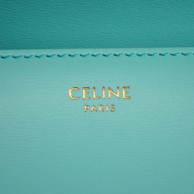 Celine Triomphe Claude Shoulder Bag Calf Turquoise Blue — view 9