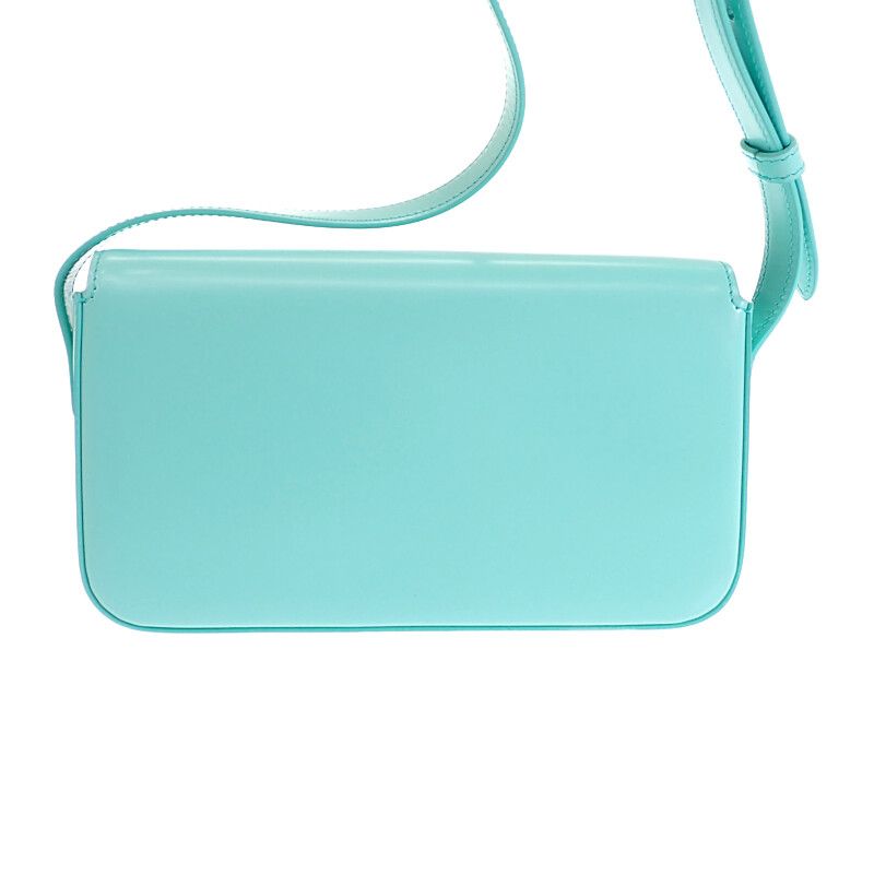 Celine Triomphe Claude Shoulder Bag Calf Turquoise Blue — view 3