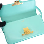 Celine Triomphe Claude Shoulder Bag Calf Turquoise Blue — view 8