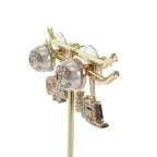 Chanel CC Logo Earrings 2-Way Faux Pearl Gold — view 2