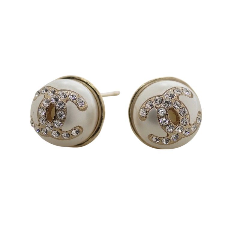 Chanel CC Logo Earrings 2-Way Faux Pearl Gold — view 6
