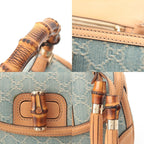 Gucci GG Denim Bamboo Turnlock a Shoulder Bag Ice Blue Beige — view 8