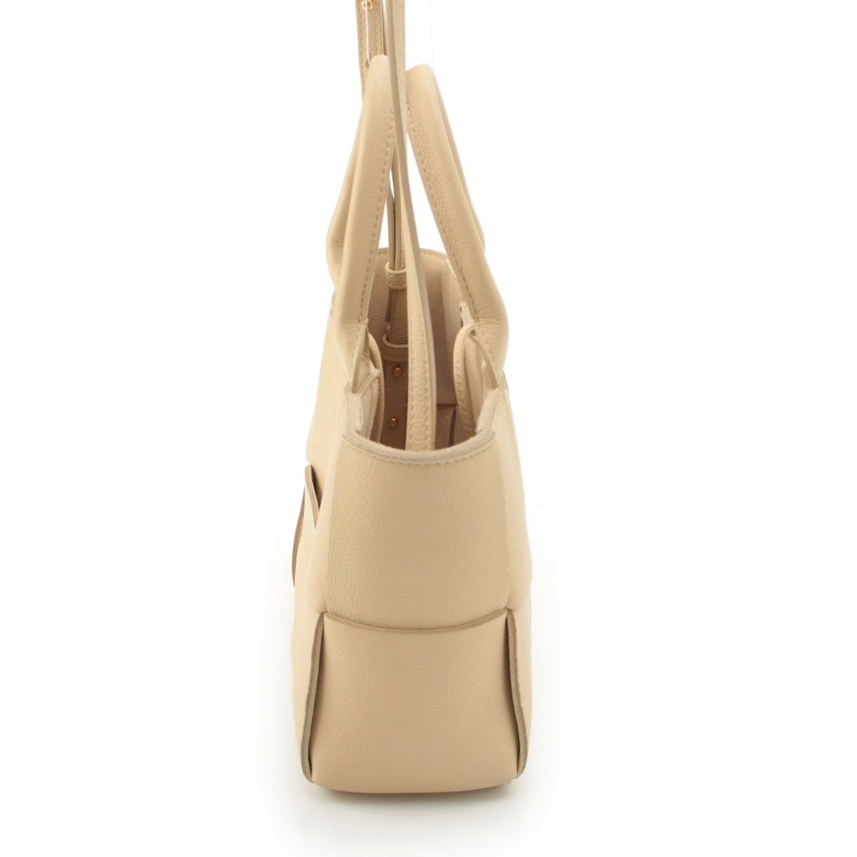 Bottega Veneta Leather Maxi Intrecciato Mini Arco 2-Way Handbag Beige — view 4