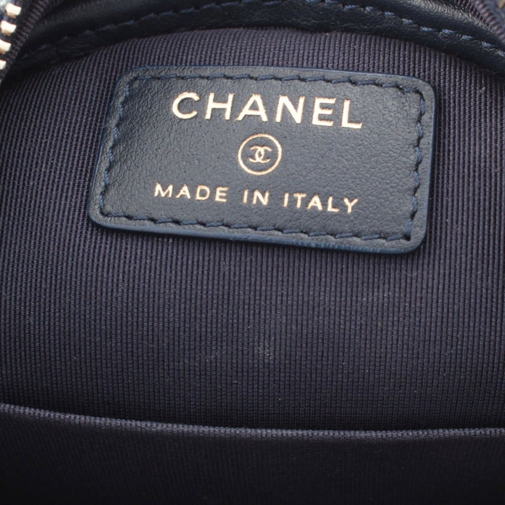 Chanel Quilted Tweed CC Logo Round Chain Shoulder Bag Gold Purple — view 7