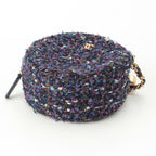 Chanel Quilted Tweed CC Logo Round Chain Shoulder Bag Gold Purple — view 5