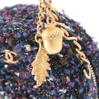 Chanel Quilted Tweed CC Logo Round Chain Shoulder Bag Gold Purple — view 8