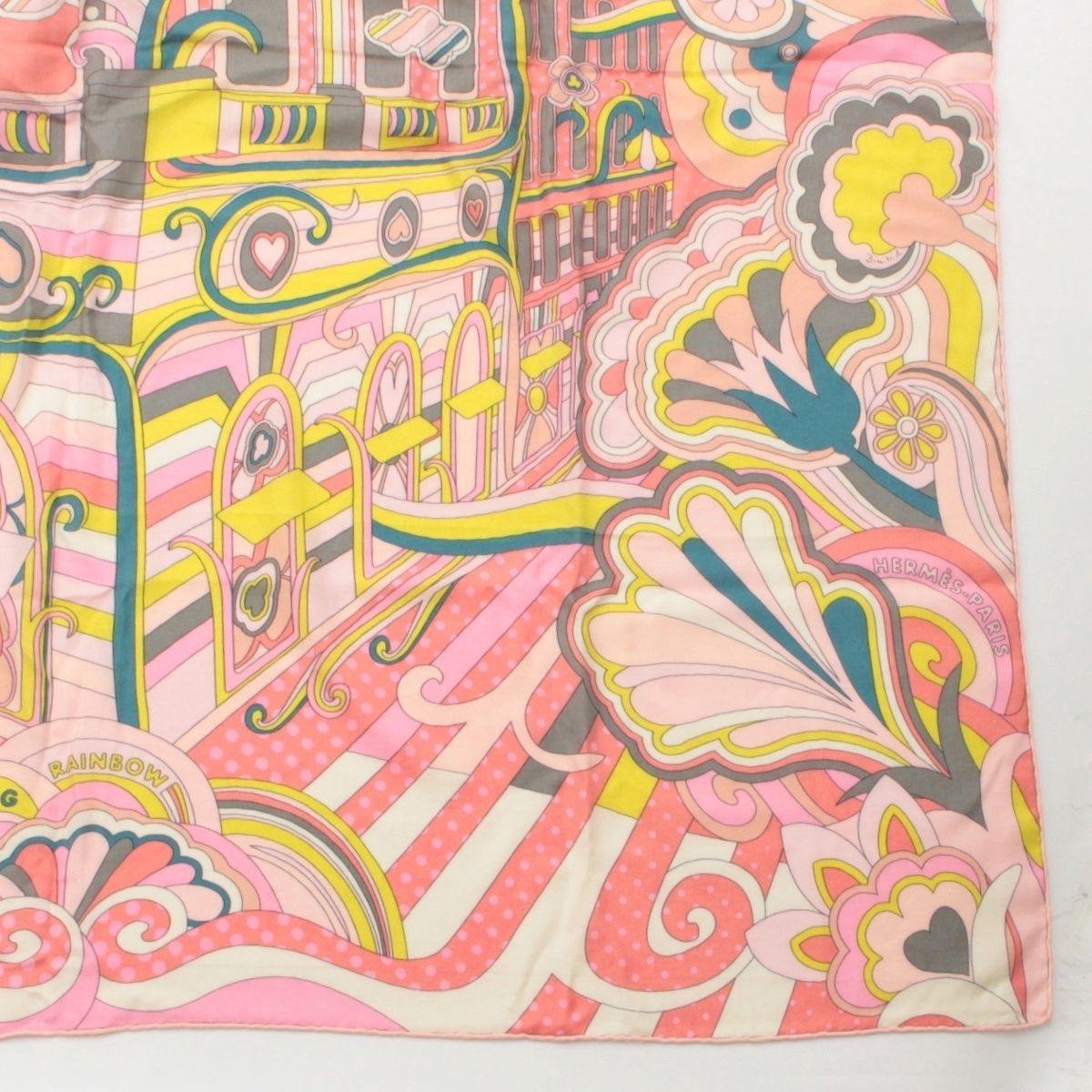 Hermes Carre Geant Cashmere Silk Faubourg Rainbow Scarf Shawl Pink — view 5