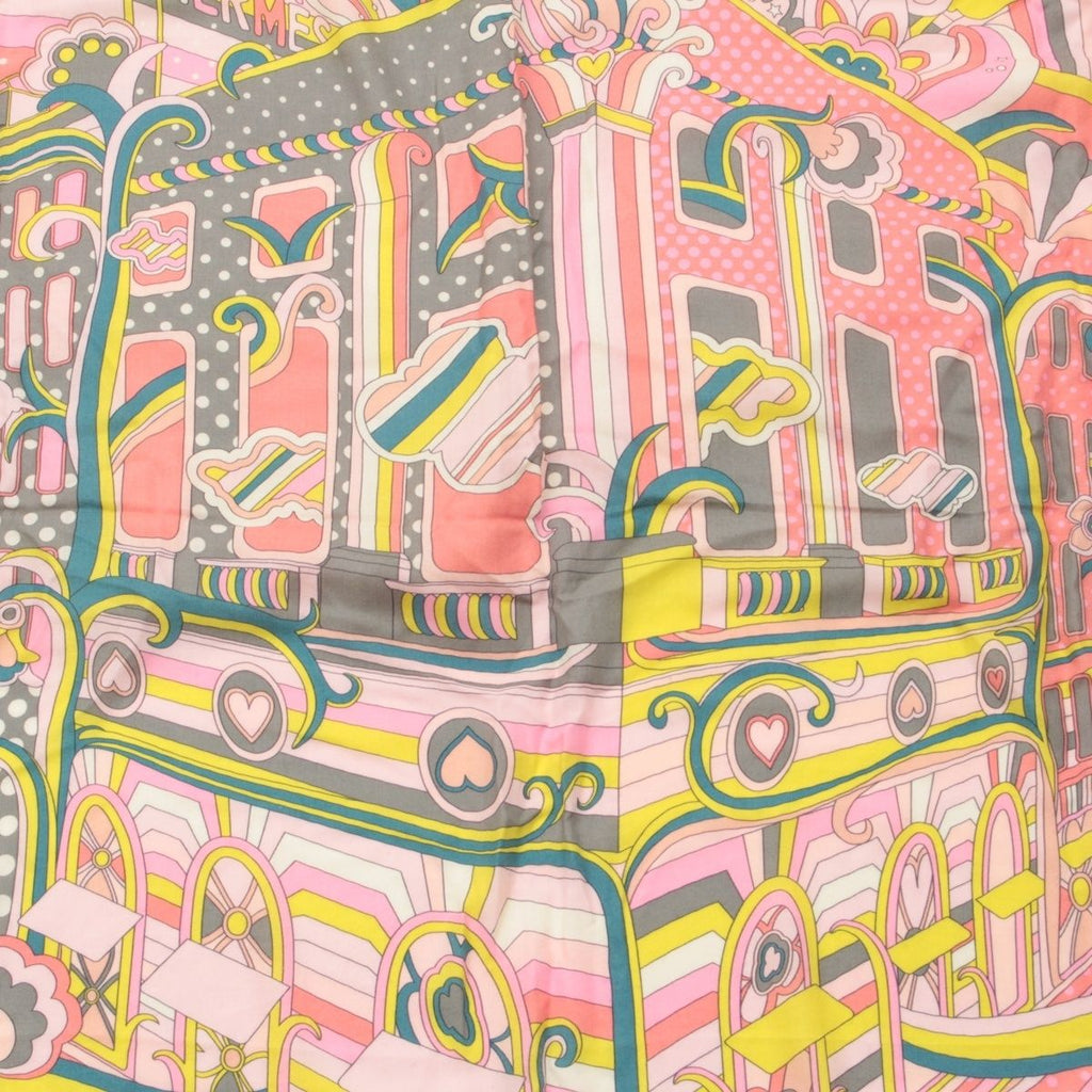 Hermes Carre Geant Cashmere Silk Faubourg Rainbow Scarf Shawl Pink — view 6