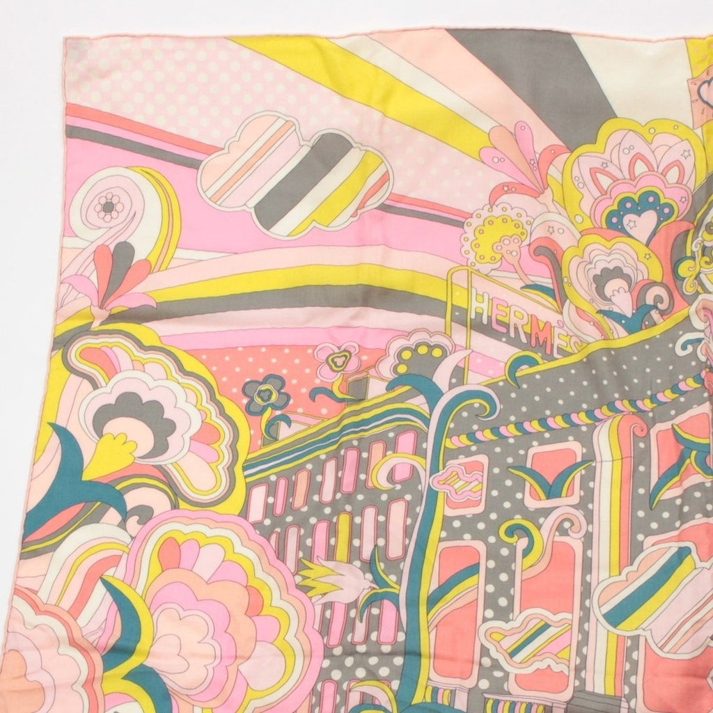 Hermes Carre Geant Cashmere Silk Faubourg Rainbow Scarf Shawl Pink — view 2