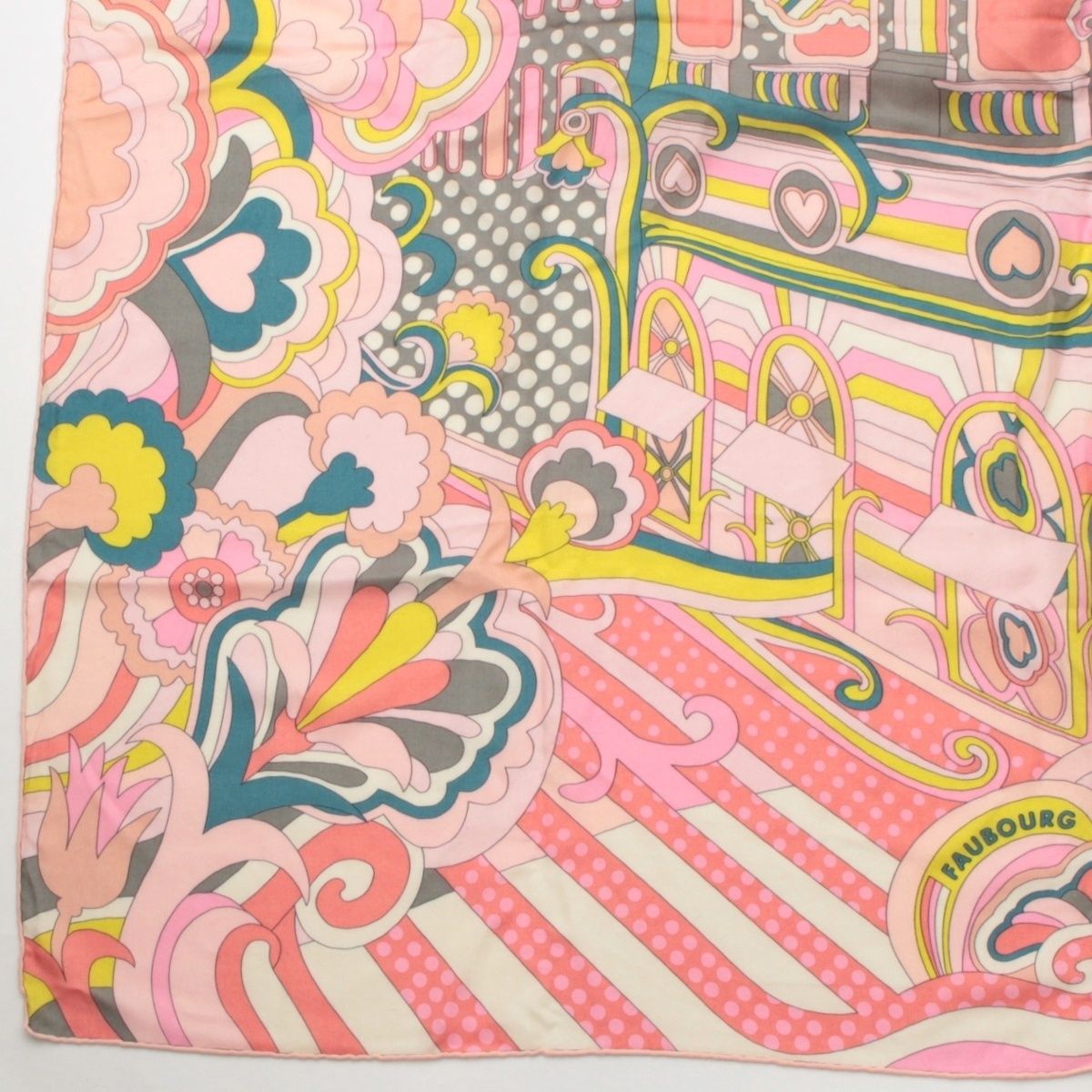 Hermes Carre Geant Cashmere Silk Faubourg Rainbow Scarf Shawl Pink — view 4