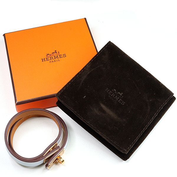 Hermes Leather Bracelet Mini Kelly Double Tour Veau Blue Pale — view 2