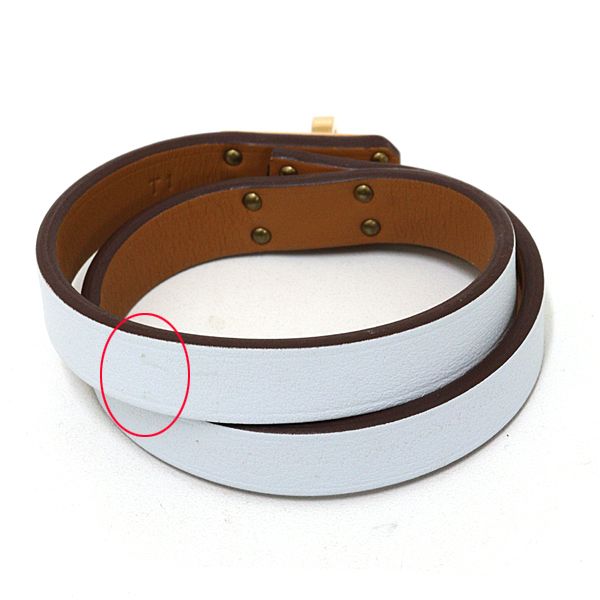 Hermes Leather Bracelet Mini Kelly Double Tour Veau Blue Pale — view 3