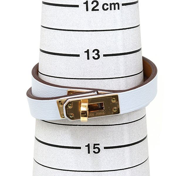 Hermes Leather Bracelet Mini Kelly Double Tour Veau Blue Pale — view 6