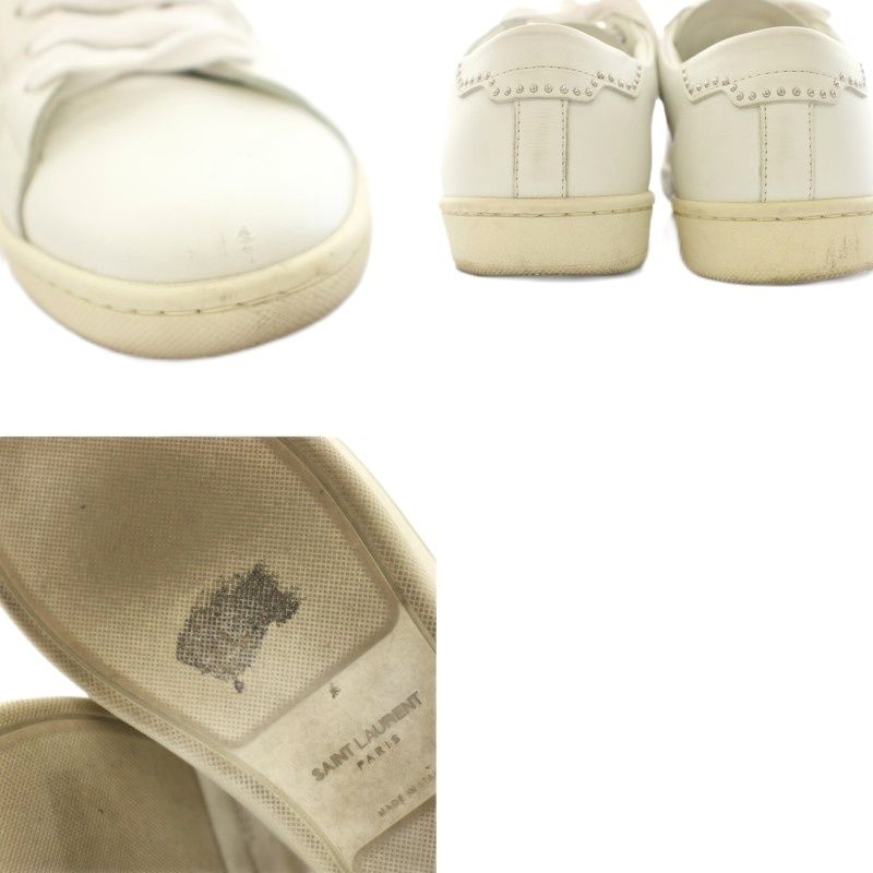 Saint Laurent Paris Blanc Optique Studded Sneakers Shoes Leather Studs 36 White — view 9
