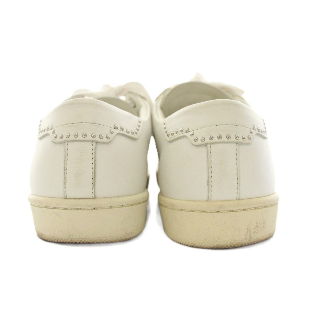 Saint Laurent Paris Blanc Optique Studded Sneakers Shoes Leather Studs 36 White — view 5