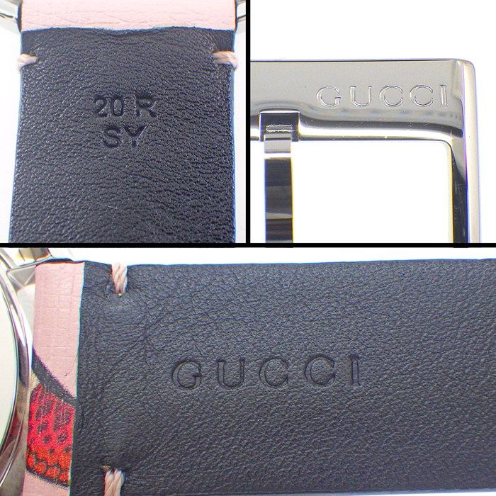 Gucci Watch Timeless 126.4 Snake Pattern Pink Dial SS Leather Strap Quartz — view 5