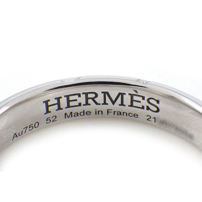 Hermes Ring Hella Cles Motif Points Diamond Total 18k White Gold 52 — view 4